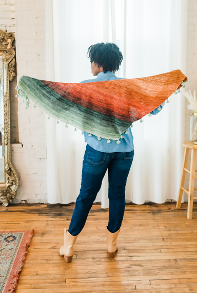 Montego Shawl, a free summer mesh triangle shawl pattern - TL Yarn