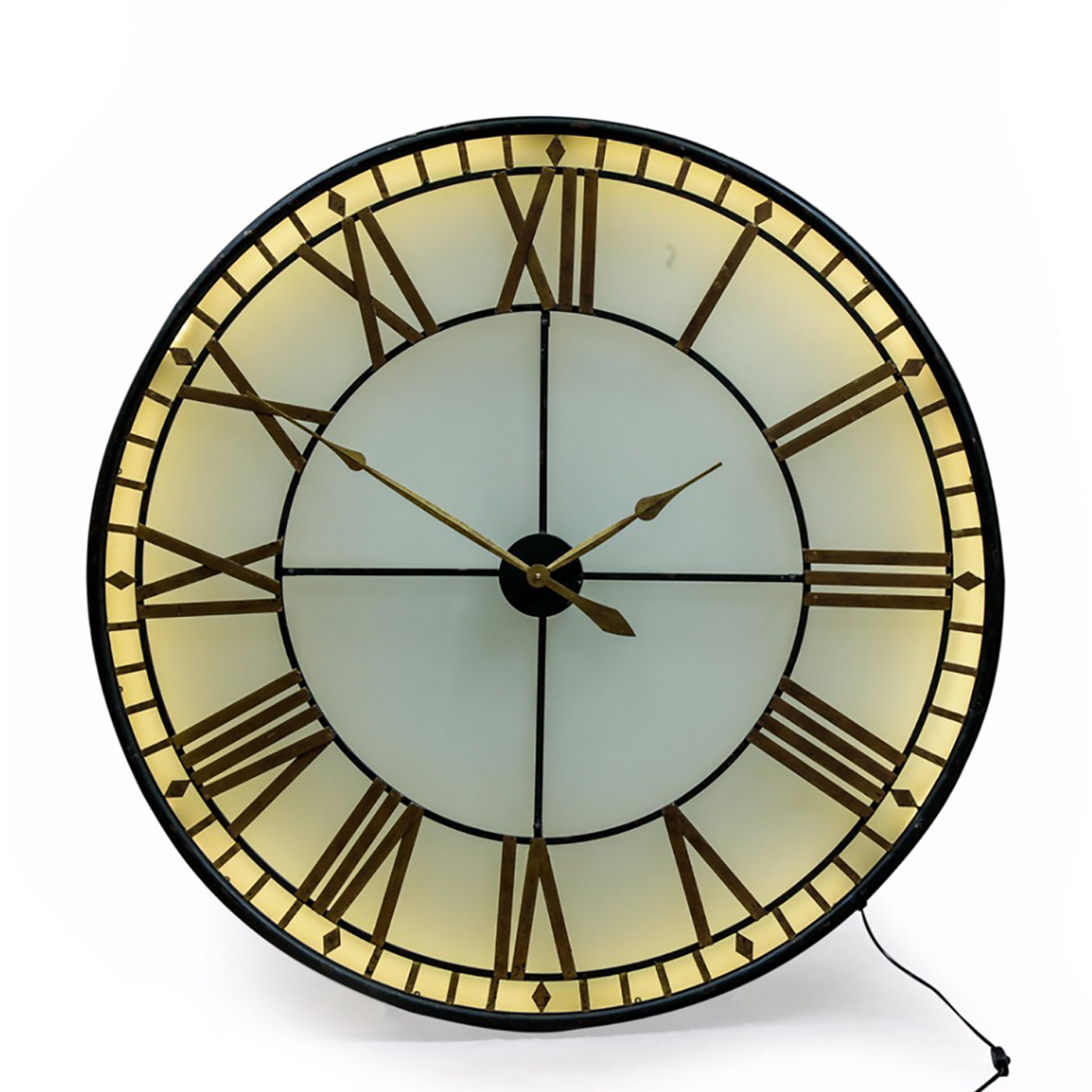 120cm Black And Gold Back Lit Glass Westminster Wall Clock Large Swealthy