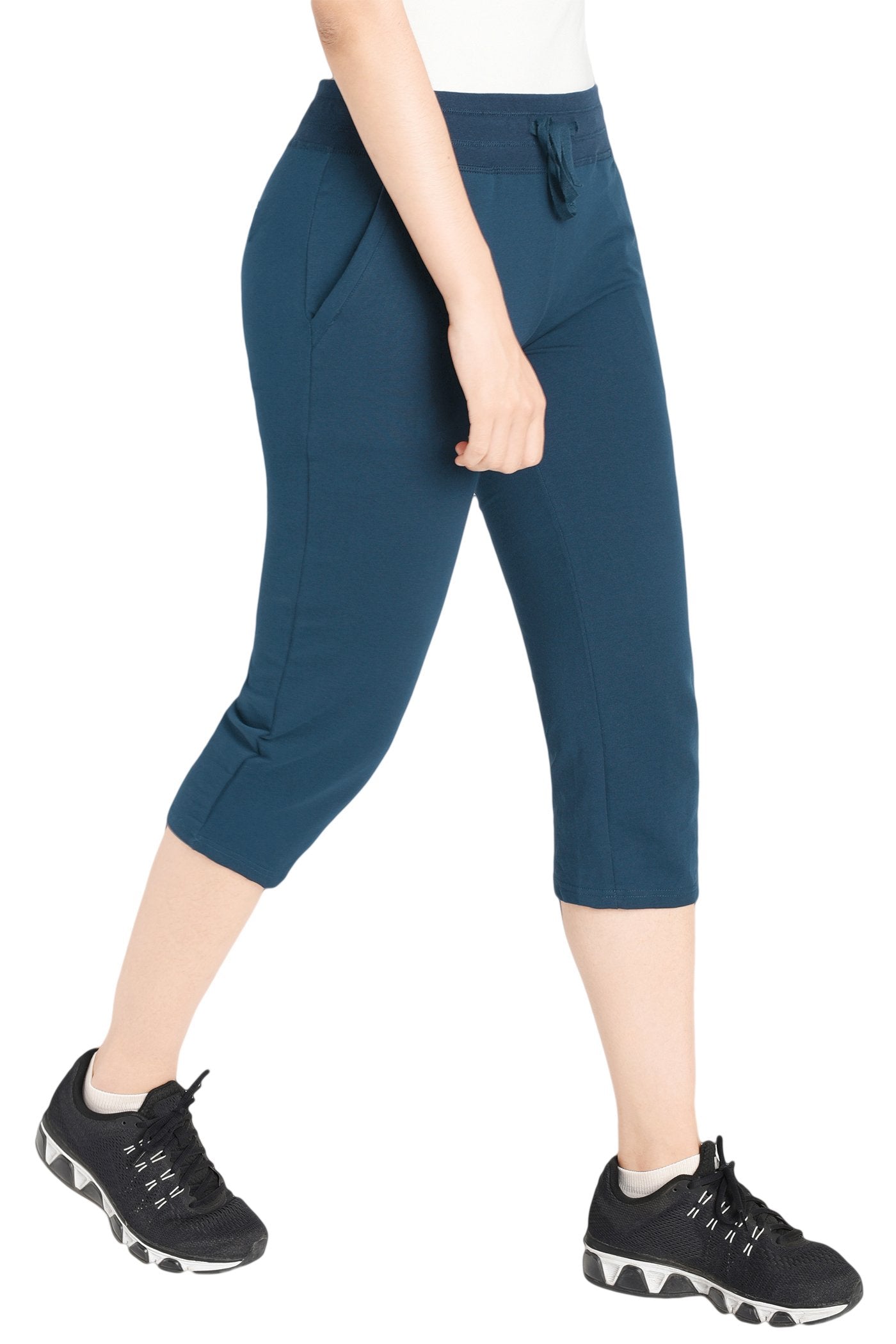 Women's Cotton Joggers Knit Capri Pants with Pockets Latuza