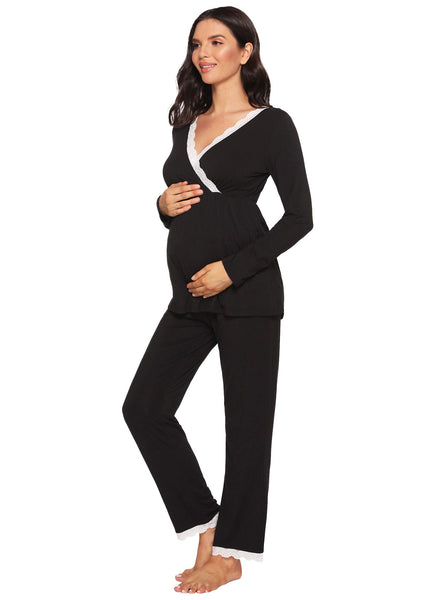 Womens Maternity Pajama Pants Set Nursing Loungewear Latuza 8663