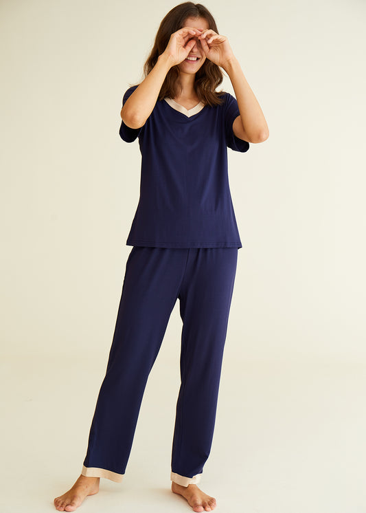 Women's 3/4 Sleeve Scoop Neck Bamboo Pajama Set – Latuza