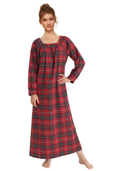 Women's Long Sleeves Cotton Flannel Nightgown – Latuza