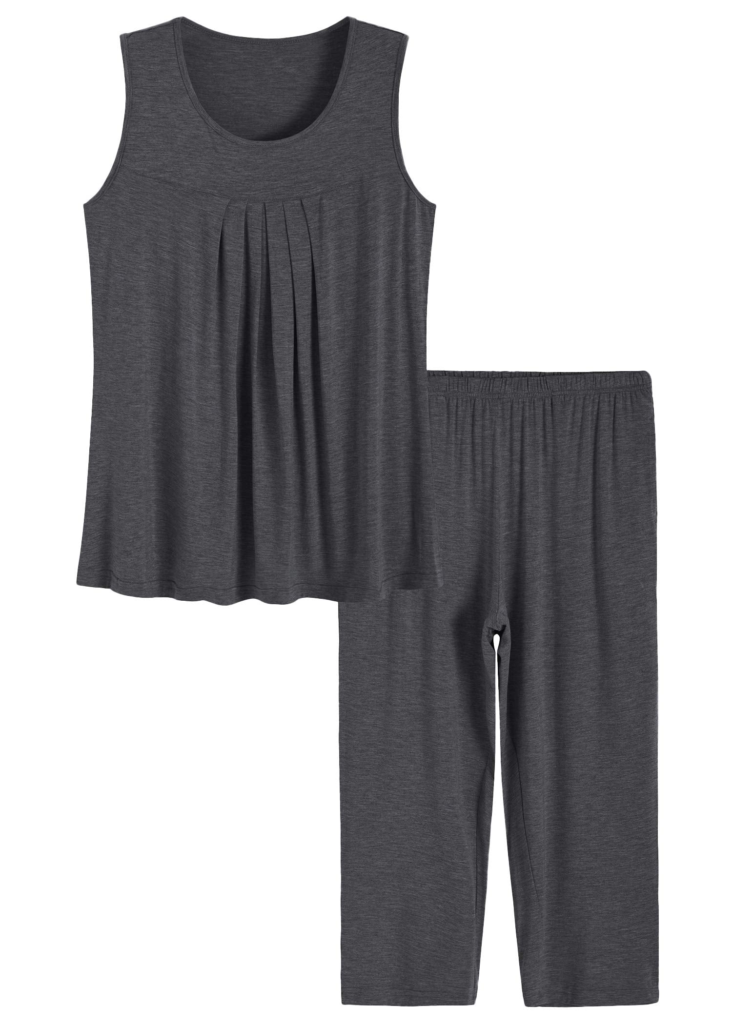 Women's Pleated Tank Top Bamboo Capri Pajama Sets – Latuza