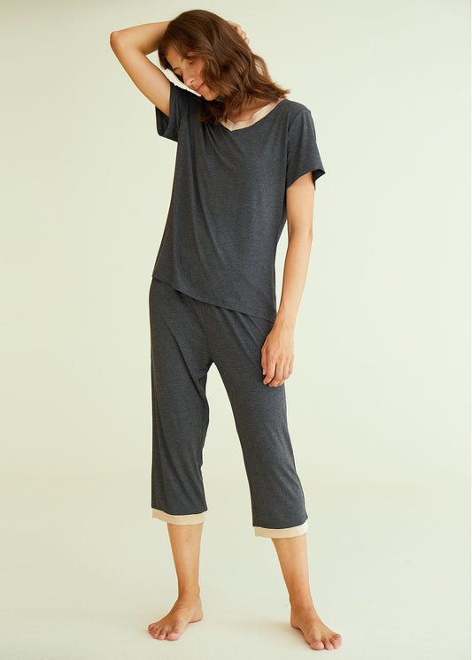 LazyCozy Capri Pajama Pants for Women - Viscose Made from Bamboo, Soft  Lounge Pants Pj Bottoms Lightweight Sleepwear, Avocado, Small at   Women's Clothing store