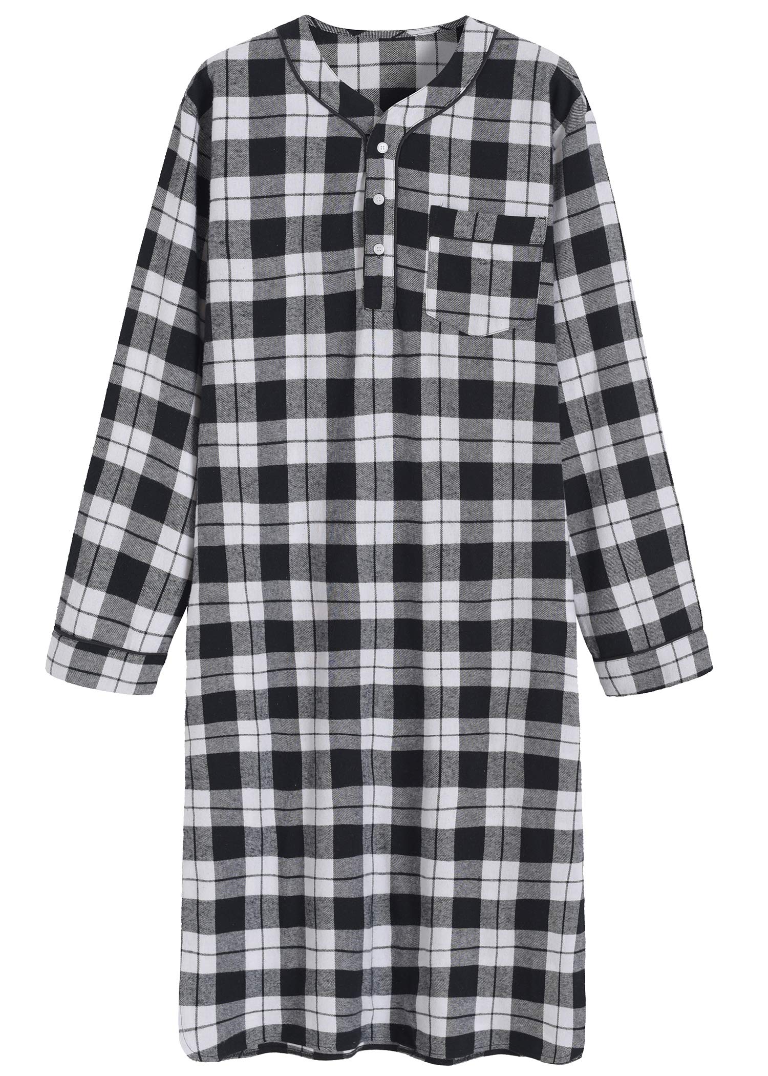 Latuza Men's Plaid Nightshirt Cotton Sleep Shirt