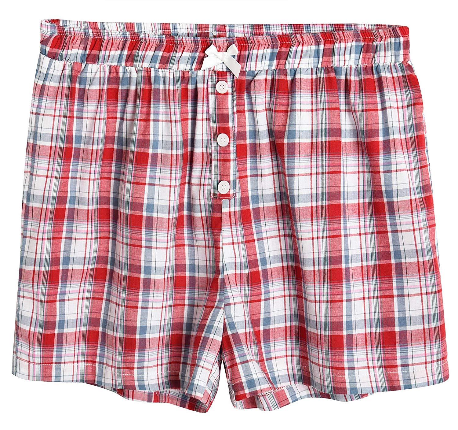 Women's Sleepwear Cotton Plaid Pajama Boxer Shorts – Latuza