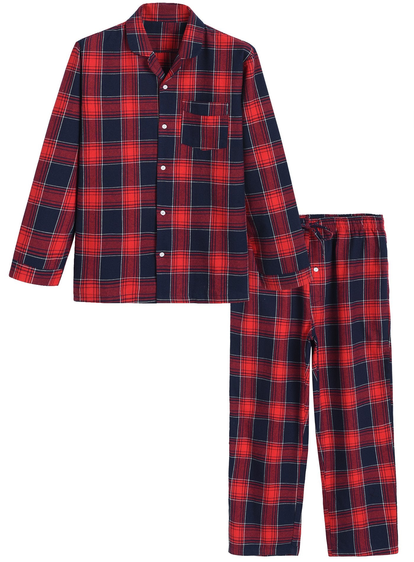 Men’s Cotton Pajama Set Plaid Woven Sleepwear – Latuza