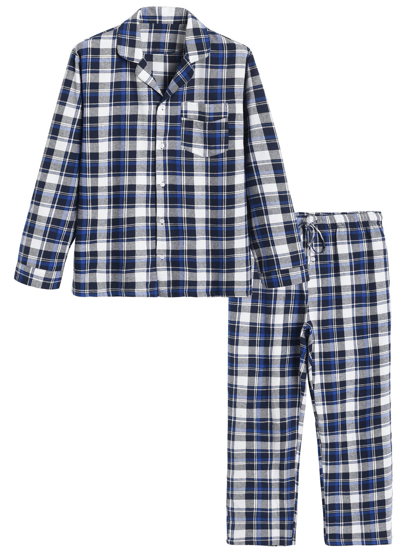 Men’s Cotton Pajama Set Plaid Woven Sleepwear – Latuza