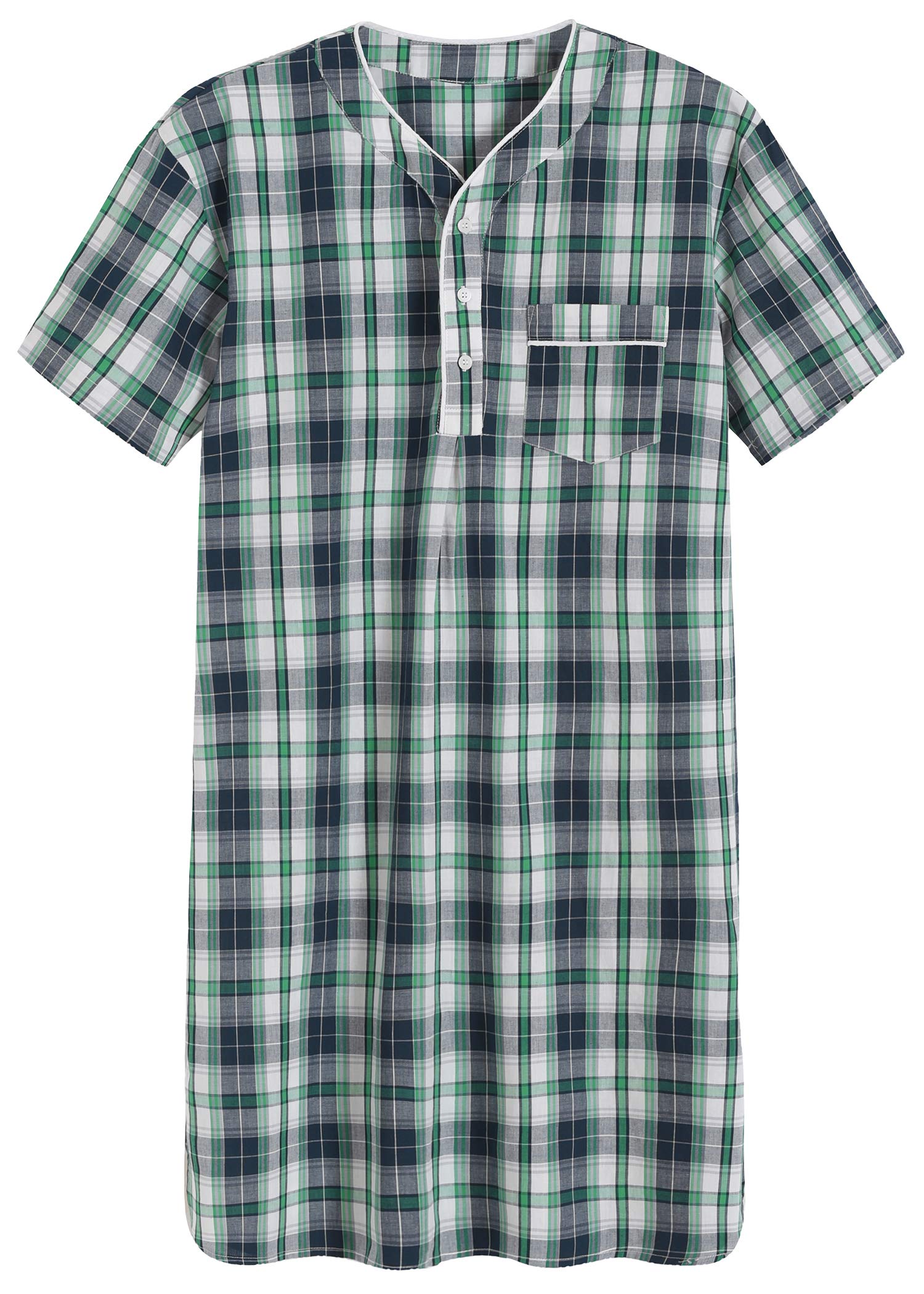 Latuza Men's Plaid Nightshirt Cotton Sleep Shirt