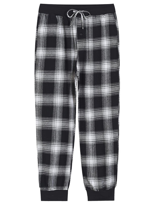 Women's Plaid Fleece Pajamas Set Notch Collar Shirt and Pants