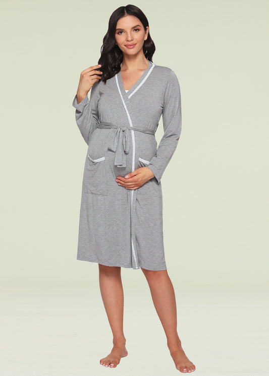 Bamboo Jersey Maternity & Nursing Nightgown and Robe Set