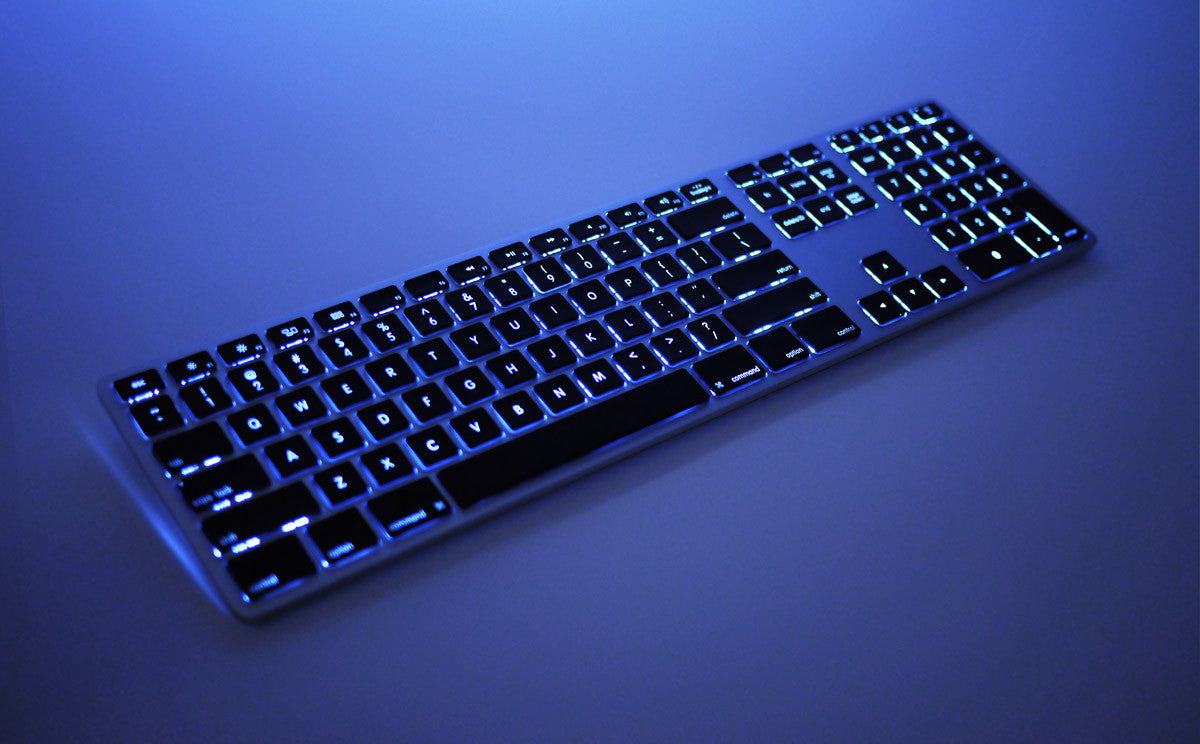 blue backlit wireless keyboard