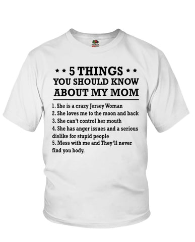 5 THINGS YOU SHOULD KNOW JERSEY MOM Youth T-shirt