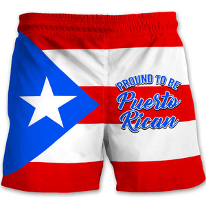 Proud To Be Puerto Rican Flag Men Beach Shorts