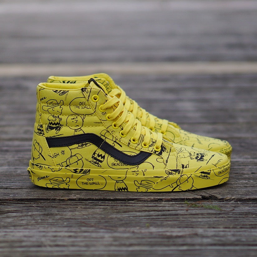 black and yellow snoopy vans