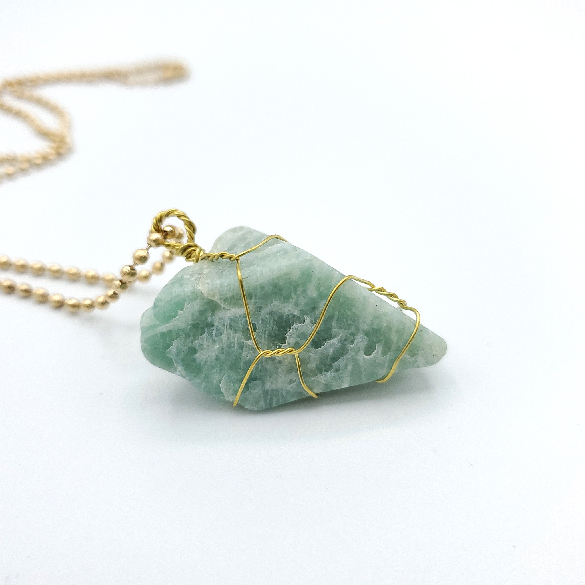 Amazonite Raw Stone Gold Necklace