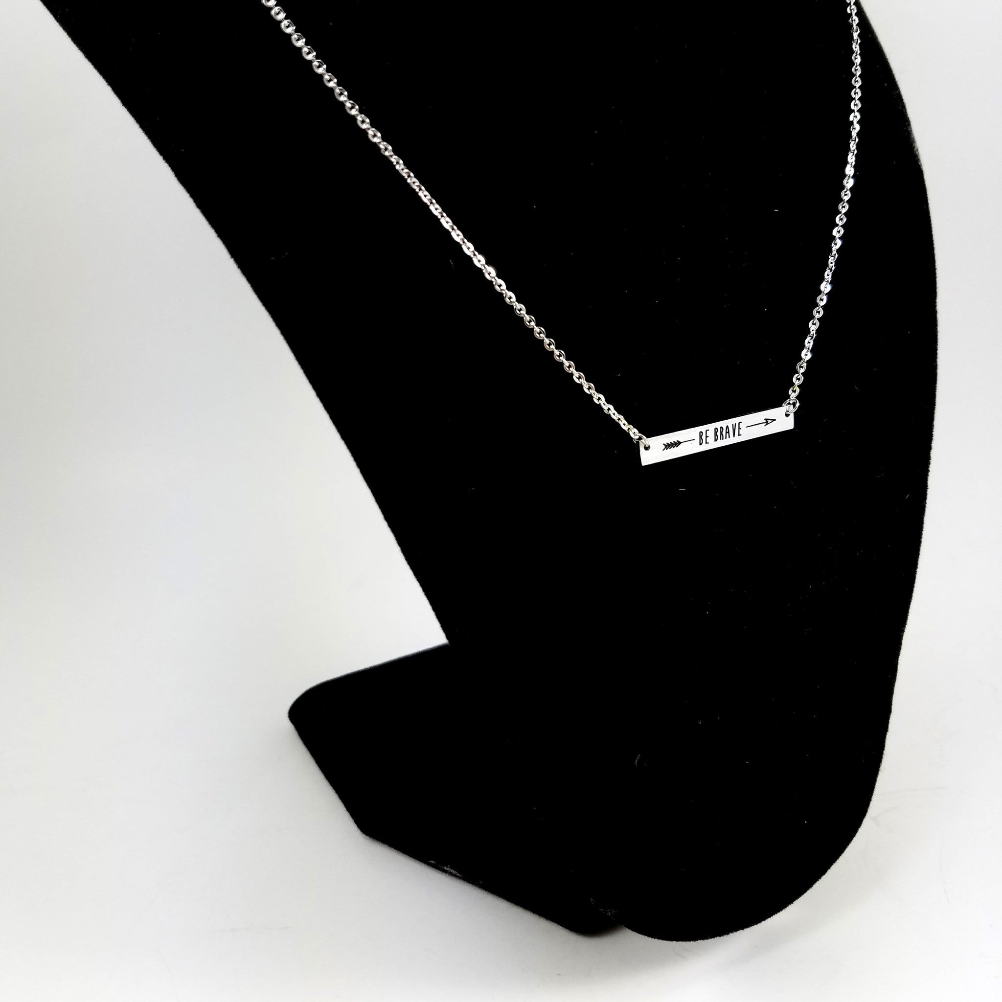 Bar Be Brave Silver Necklace