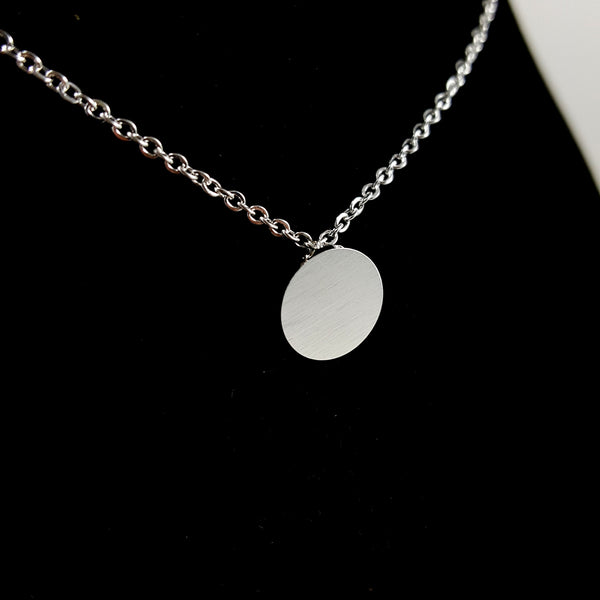 Circle Tag Disc Silver Necklace - Womens Fashion Jewelry – Lil Pepper ...