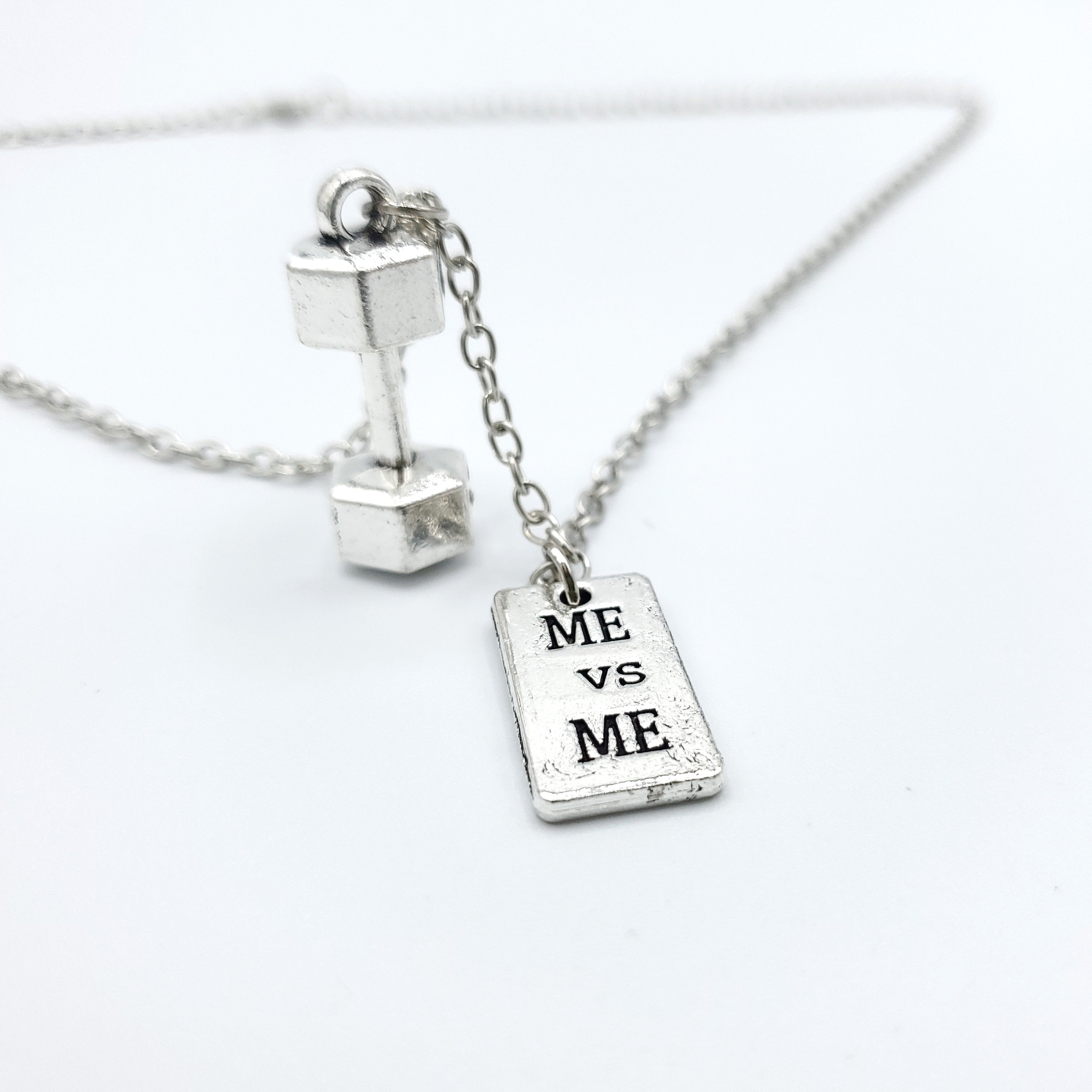 Dumbbell Me Vs Me Silver Necklace