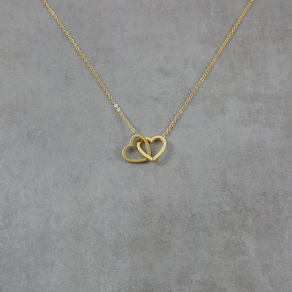 Heart Double Gold Necklace Two Twin Hearts Women Love Jewelry Lil Pepper Jewelry