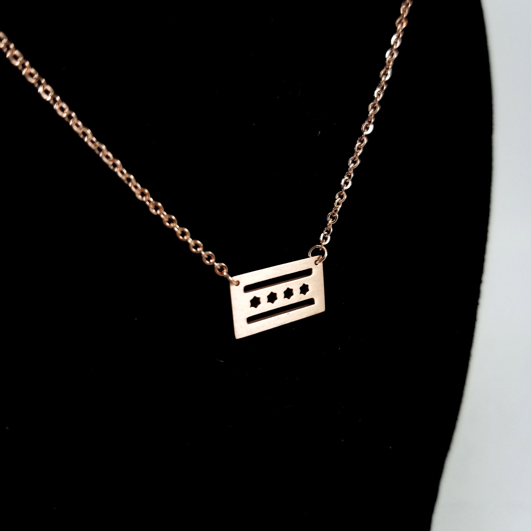 Chicago Flag Rose Gold Necklace