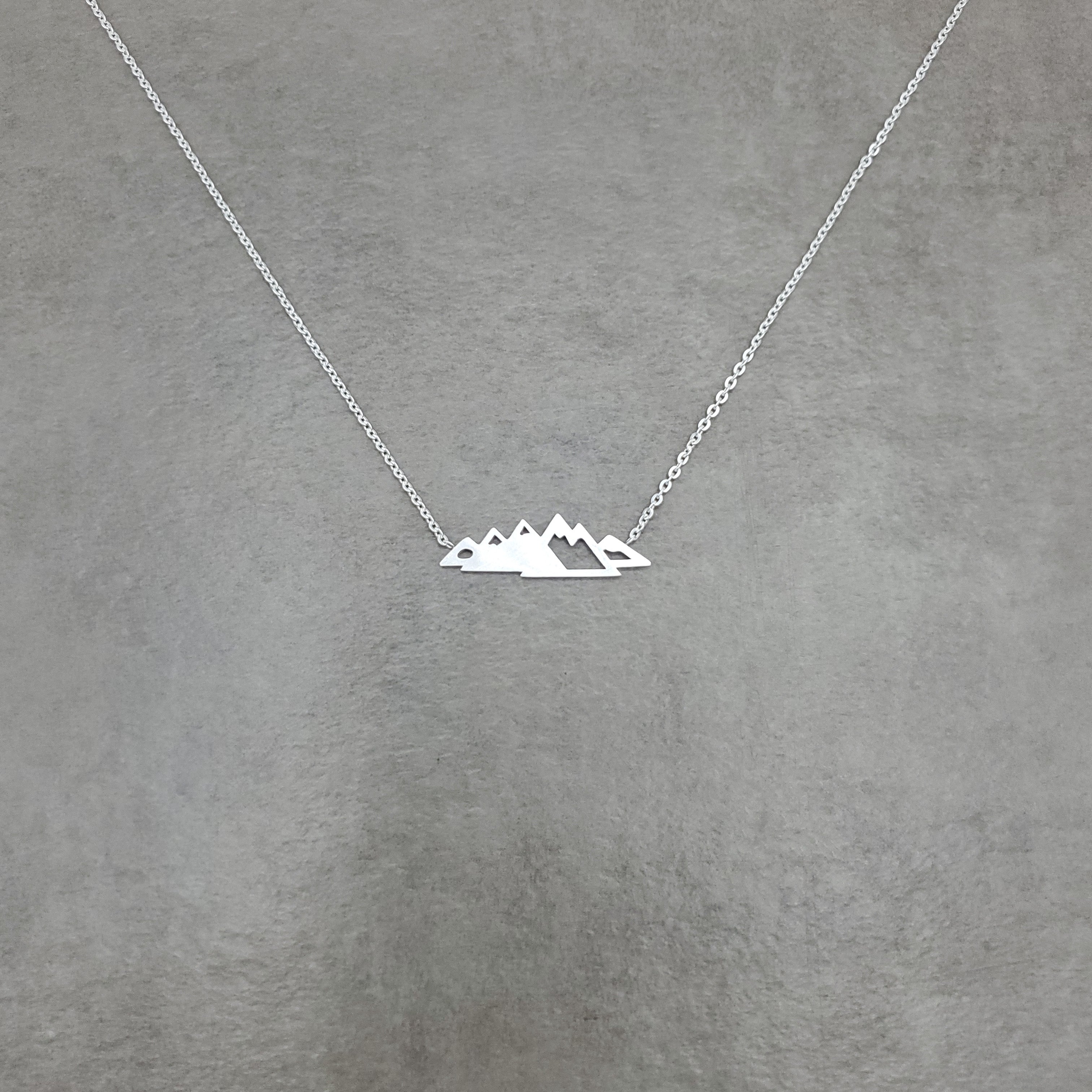 Mountain Range 2 Silver Necklace