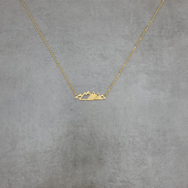 Handmade mountain range pendant made in Sterling Silver or solid karat  gold: 10K, 14K or 18K gold.