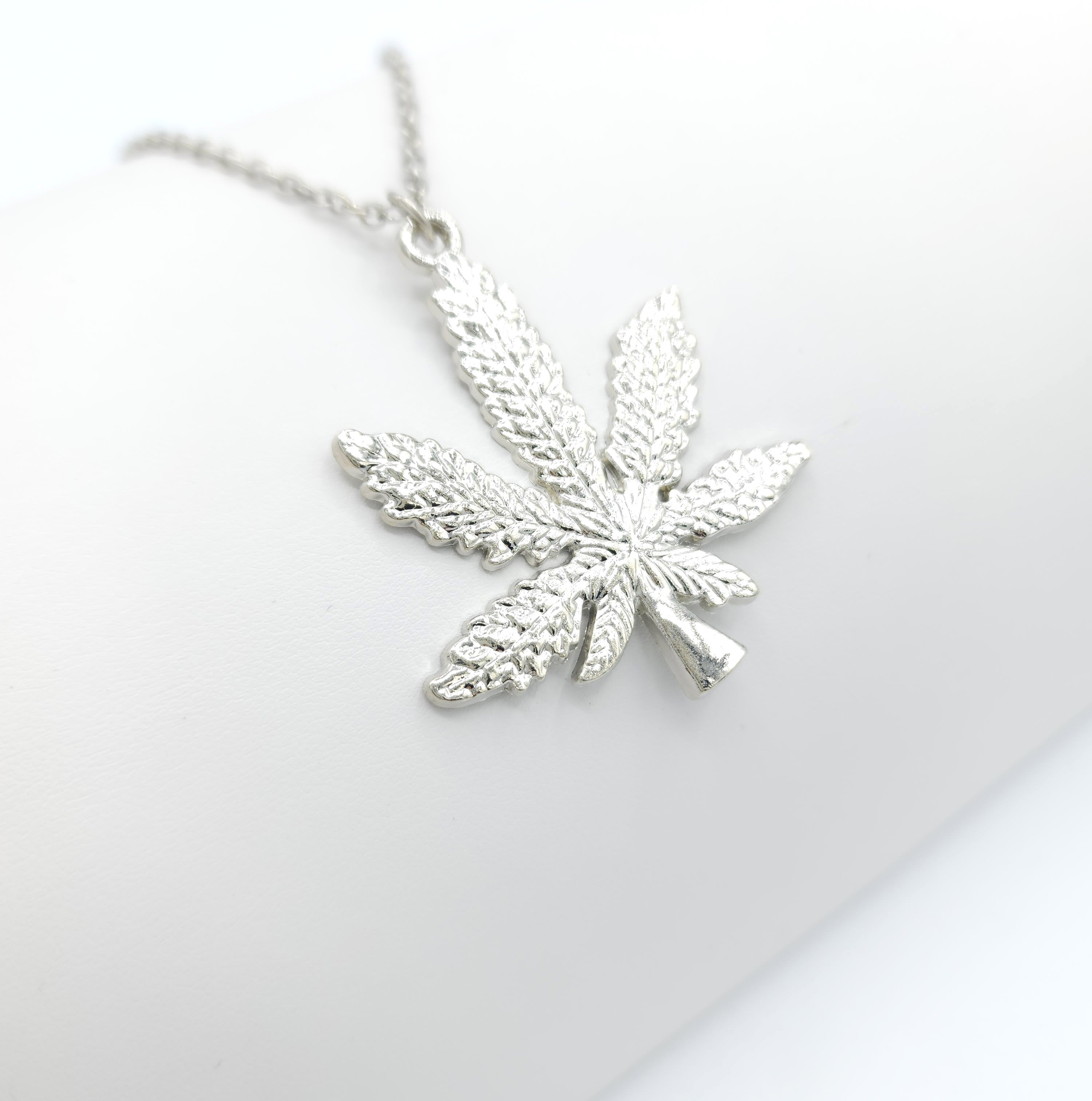 Cannabis Leaf Silver Necklace