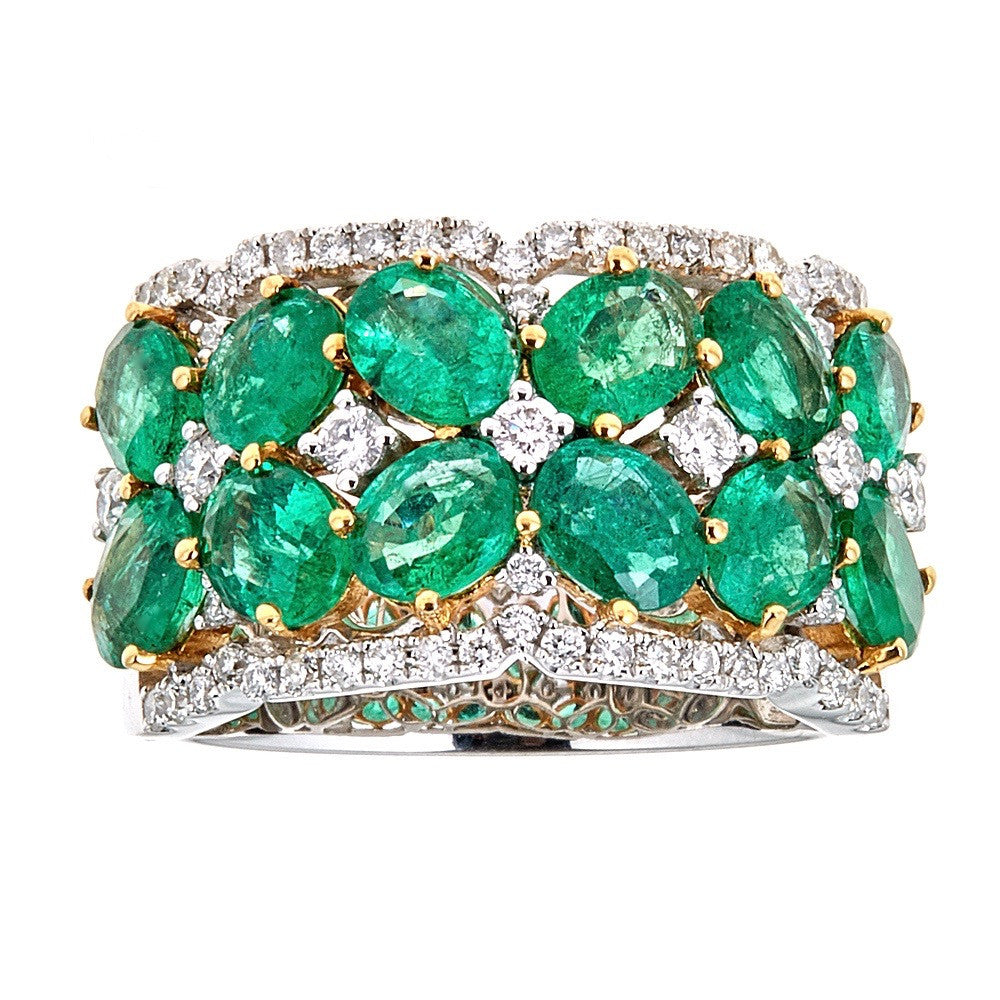 Emerald & Diamond Ring in 18K White Gold – D'amati Fine Jewelry