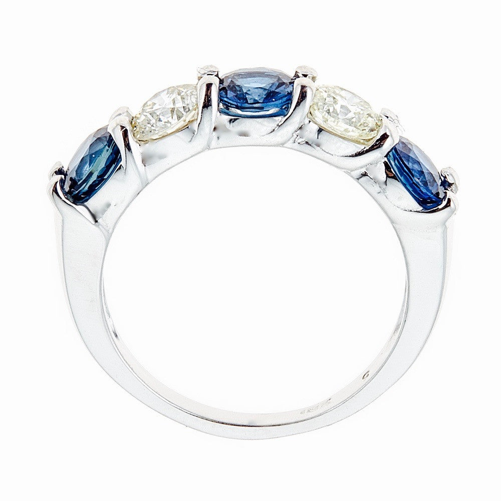 18k White Gold Diamonds and Sapphires Band