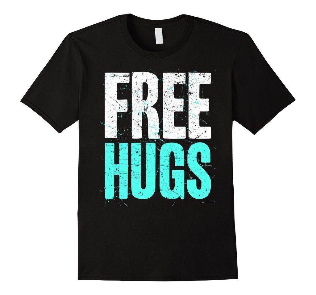 FREE HUGS Cute Funny Optimist Humanist Silly Hugging T-shirt#N ...