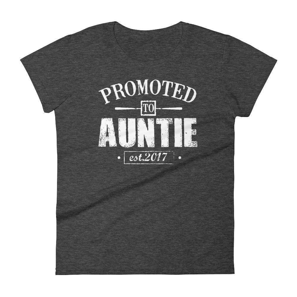 Women's Promoted to Auntie Est 2017 tshirt gift for new aunt to be-T-Shirt-BelDisegno-Heather Dark Grey-S-BelDisegno