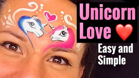Easy Unicorn Love Face Painting Tutorial by Maria at Lets Paint