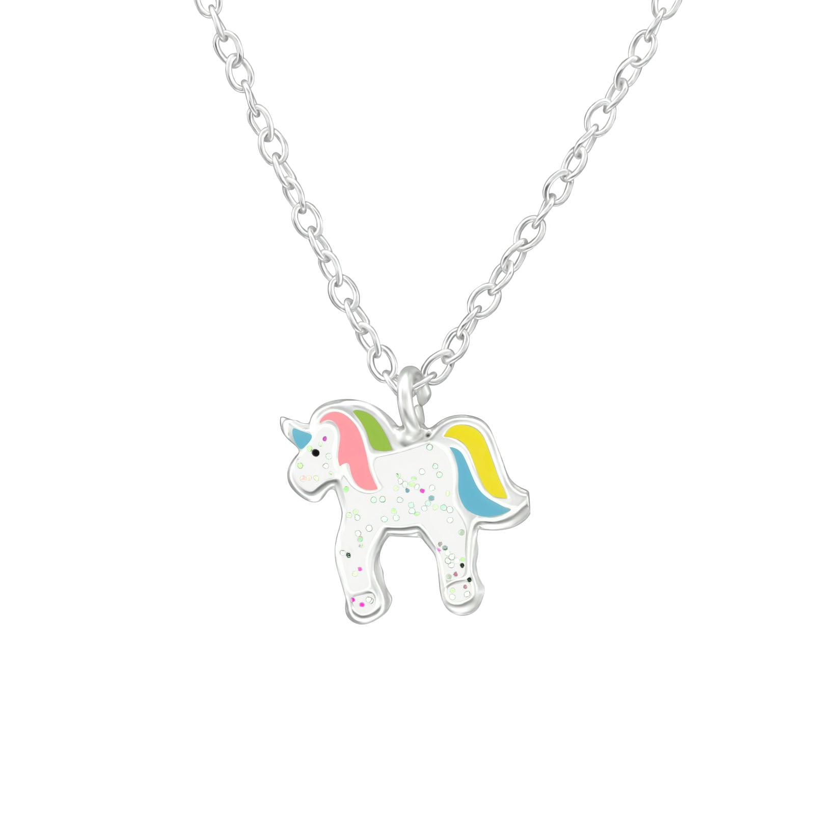 Silver Origami Unicorn Merry-go-round Necklace with Moonstone - Green Rivor