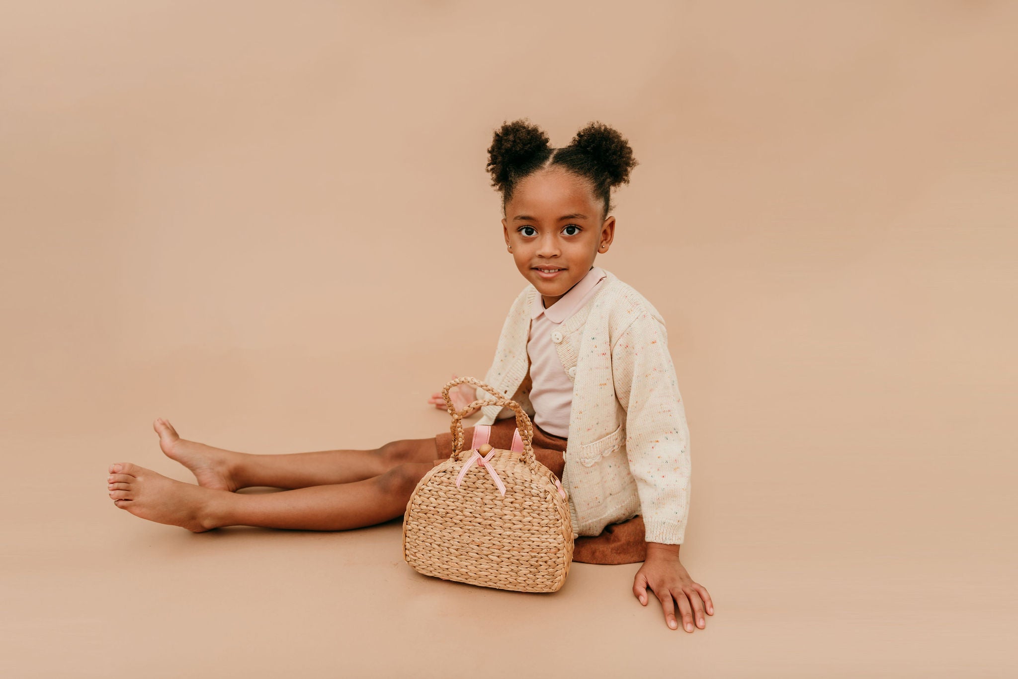 Camryn Tote with Black Pom Poms