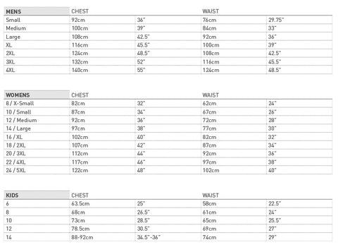 Size Charts– STORMERS SPORTS