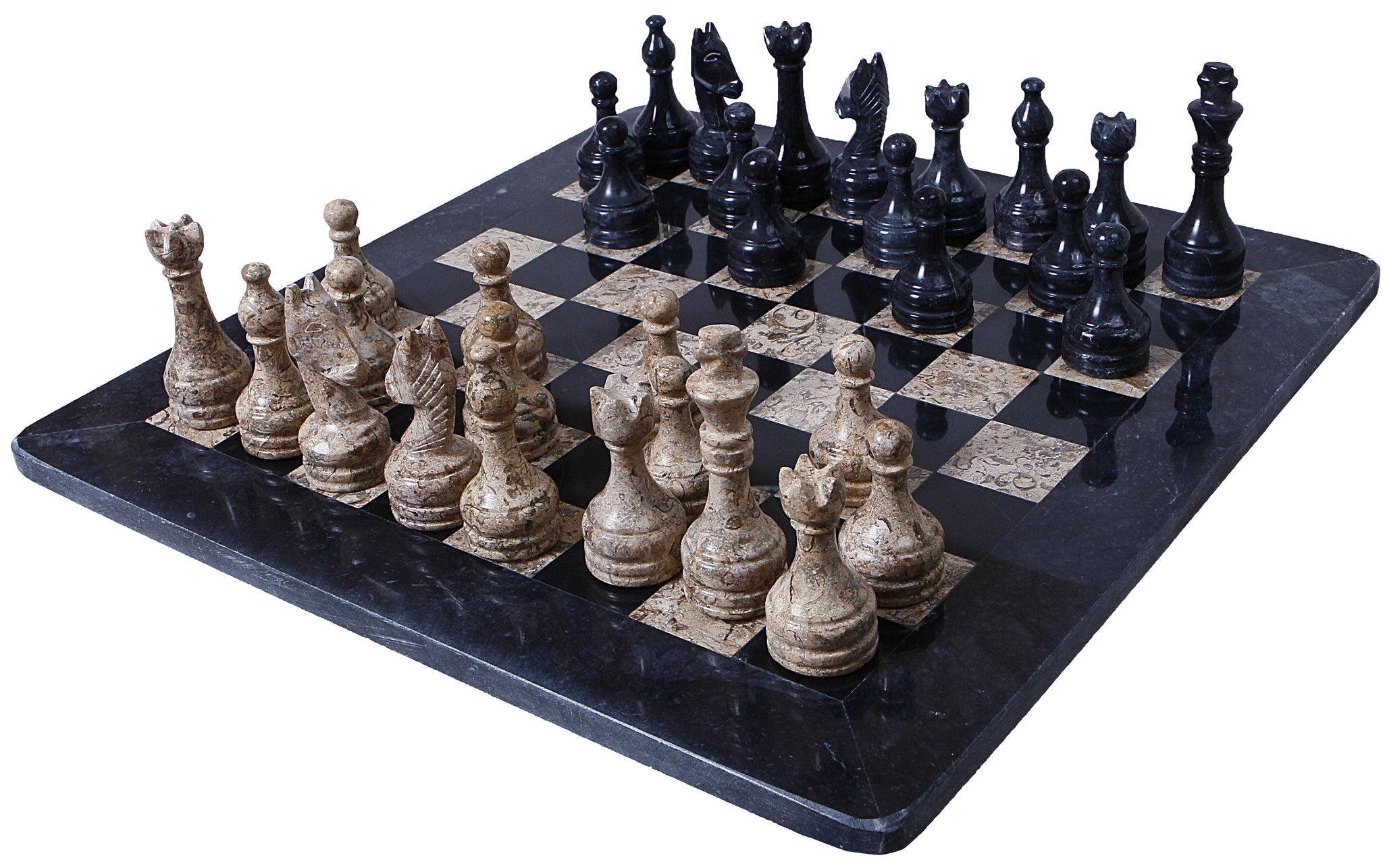 Black & Tan Marble Chess Set - Samson Historical