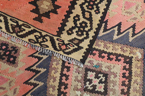 Vintage Pink And Beige Persian Handmade Wool kilim rugs 4x8