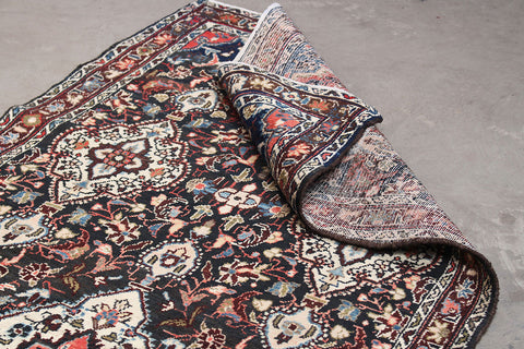 4x17 Wool Vintage Black And Beige Handmade Persian area rugs