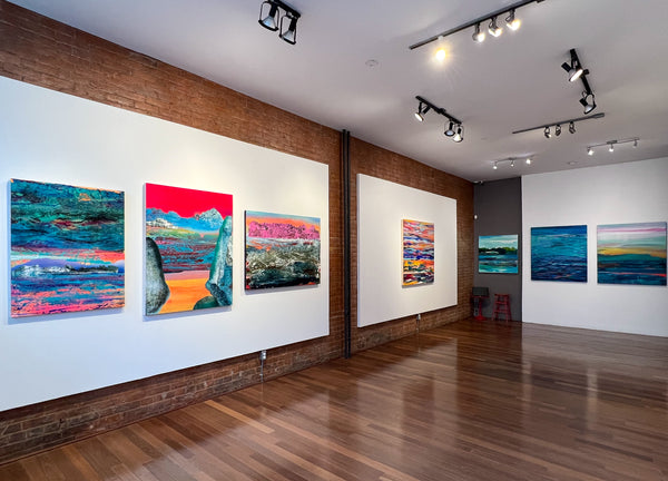 Shawn Skeir paintings featured at the Elaine Fleck Gallery.