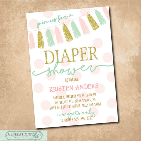 asking for diapers in a baby shower invitation