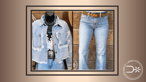 Giving a Twist to the Basics: Lace Denim Jacket, Ranchy Tee, Ariat Perfect Rise Colorado Jeans, and Cowhide Ariat Cruiser