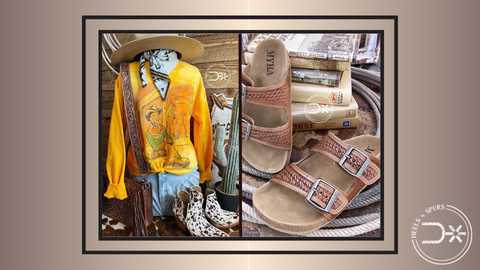 #3. Flaunt Your Bright Side_ Hay Girl Sweatshirt, Flying Monkey Distressed Crop Jeans, Cactus Aztec Mustard Silk Scarf, and Shania Tooled Sandals