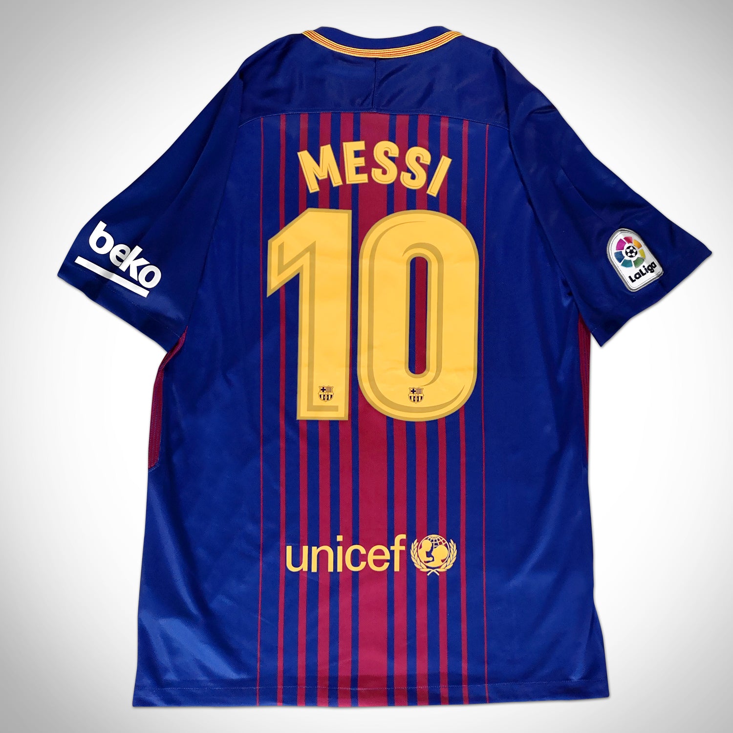 Leo Messi 'Barcelona 2017-2018' Hand-Signed Dark Blue ...