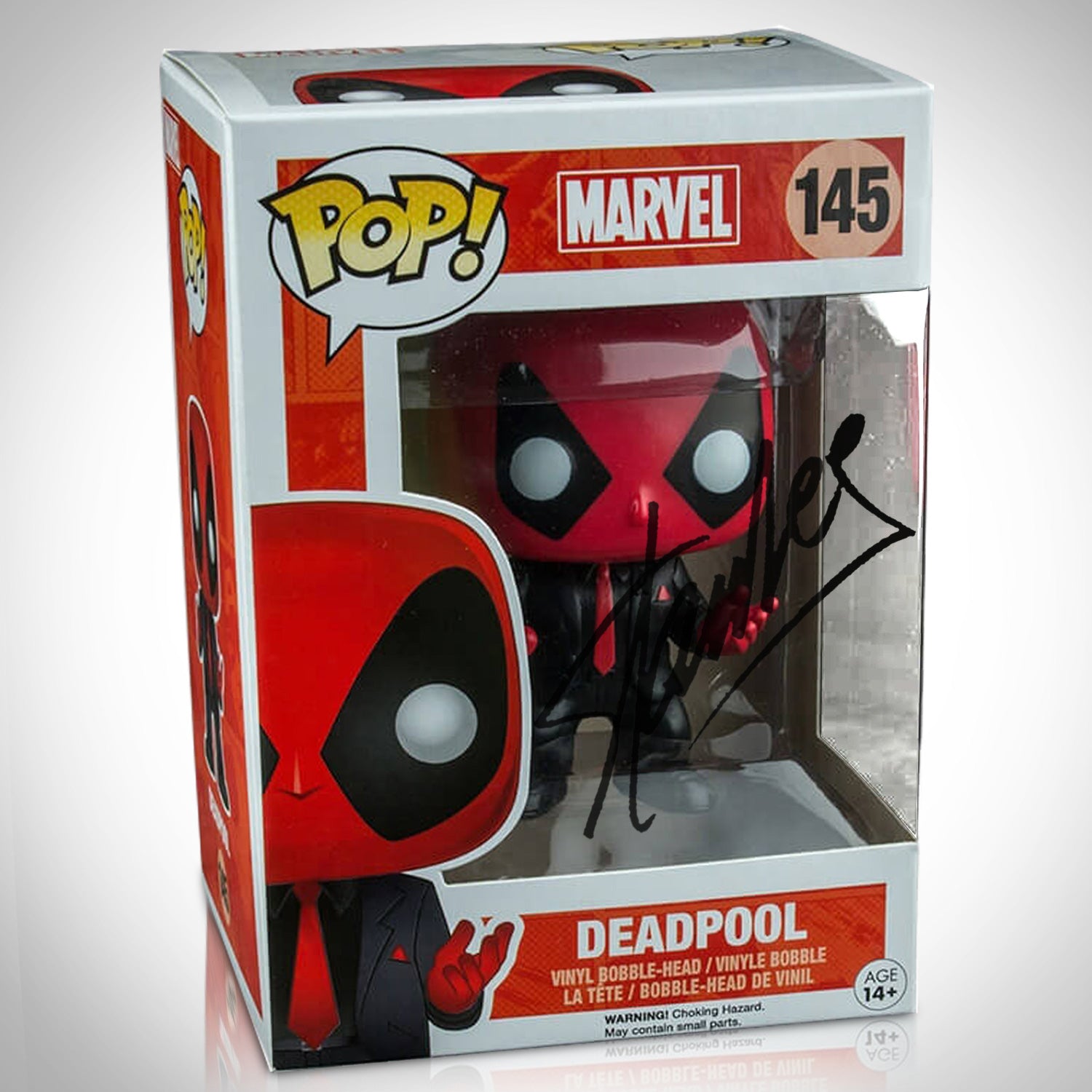 Deadpool Dressed To Kill Hand Signed Funko Pop 145 By Stan Lee