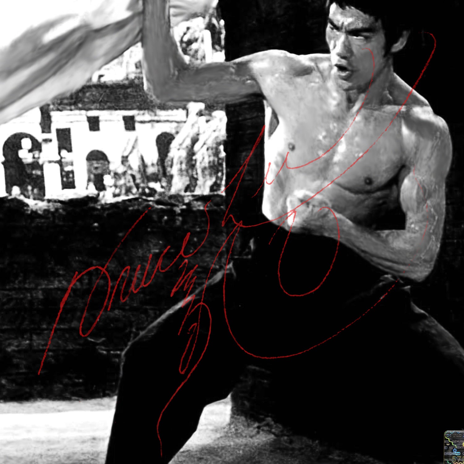 Way Of The Dragon Chuck Norris Bruce Lee Photo Limited Signature Edi Rare T