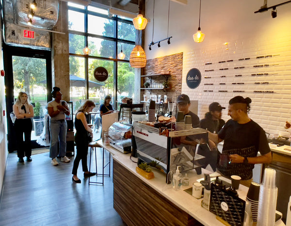 Customers in line at DUA DC coffee shop in D.C.