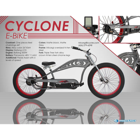 micargi cyclone deluxe chopper style electric bike