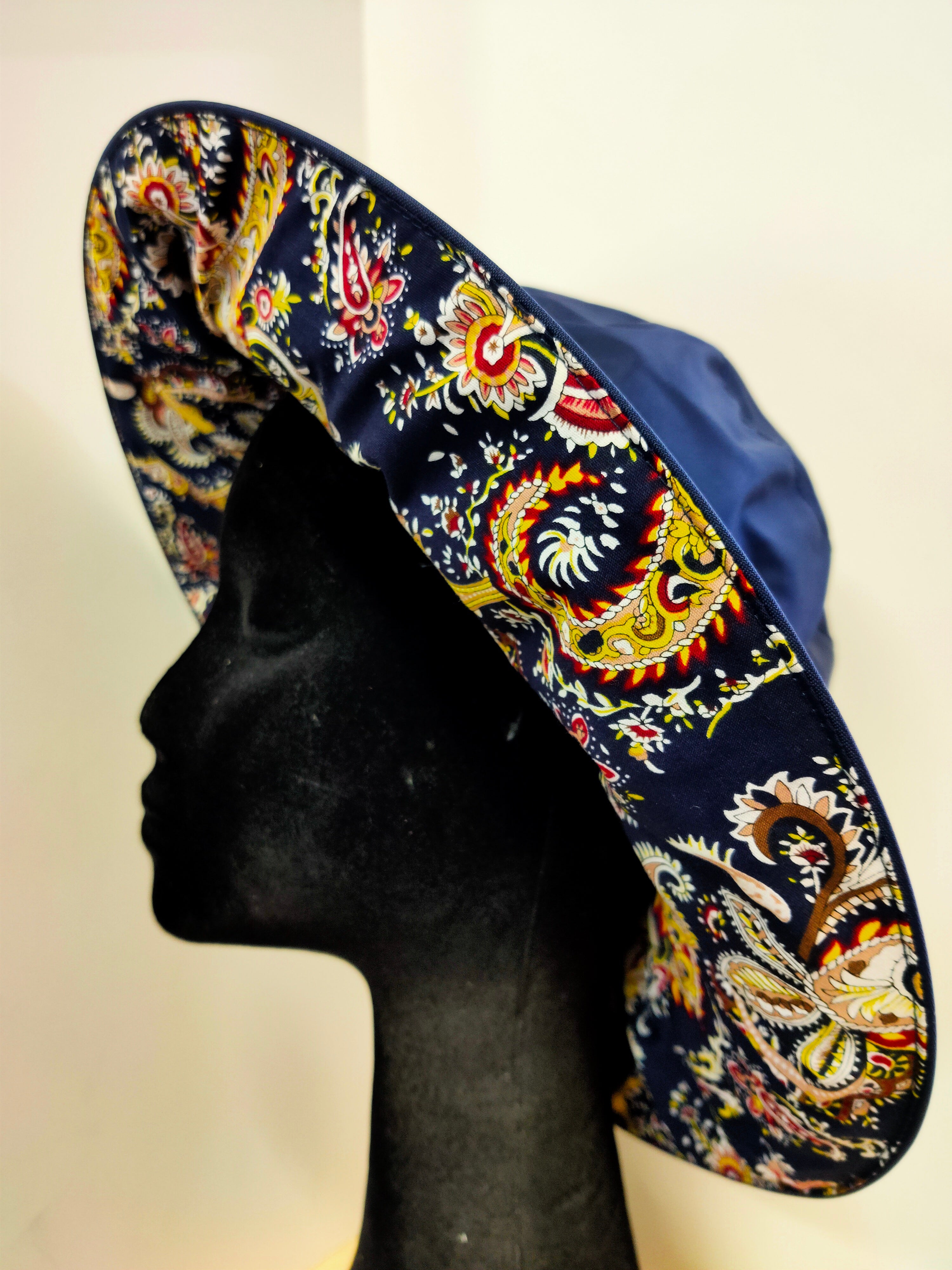 Wet Weather Floppy Hat  || Navy - Paisley