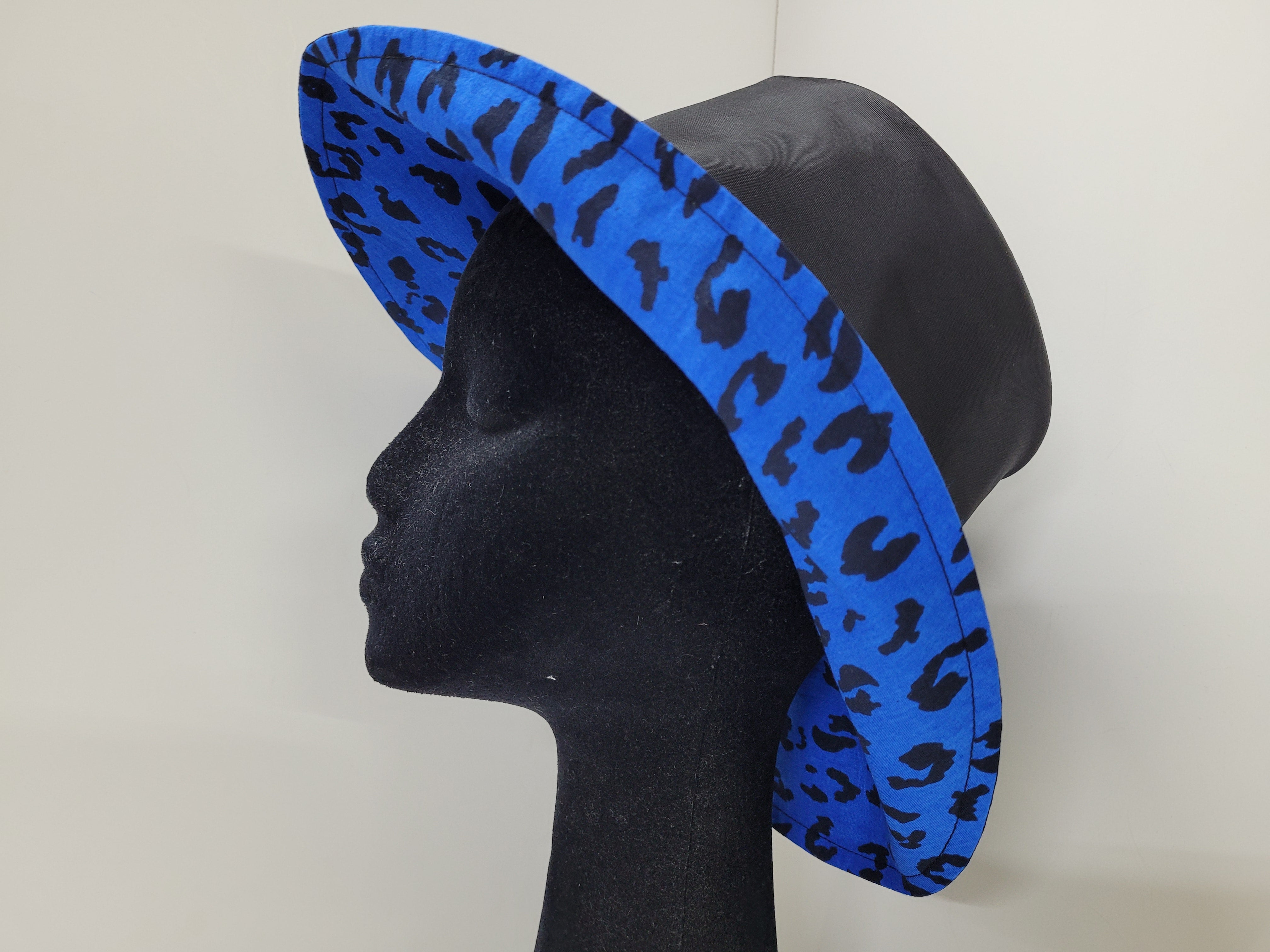 Wet Weather Bucket Hat  ||  Black - Electric Blue